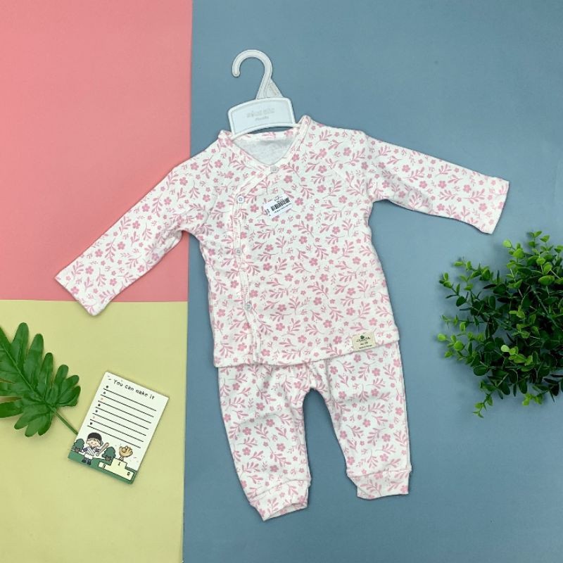 Bộ Sơ sinh Cúc Chéo Dài Tay LITIBABY cho bé gái, bé trai size 3-18 tháng -2H4800
