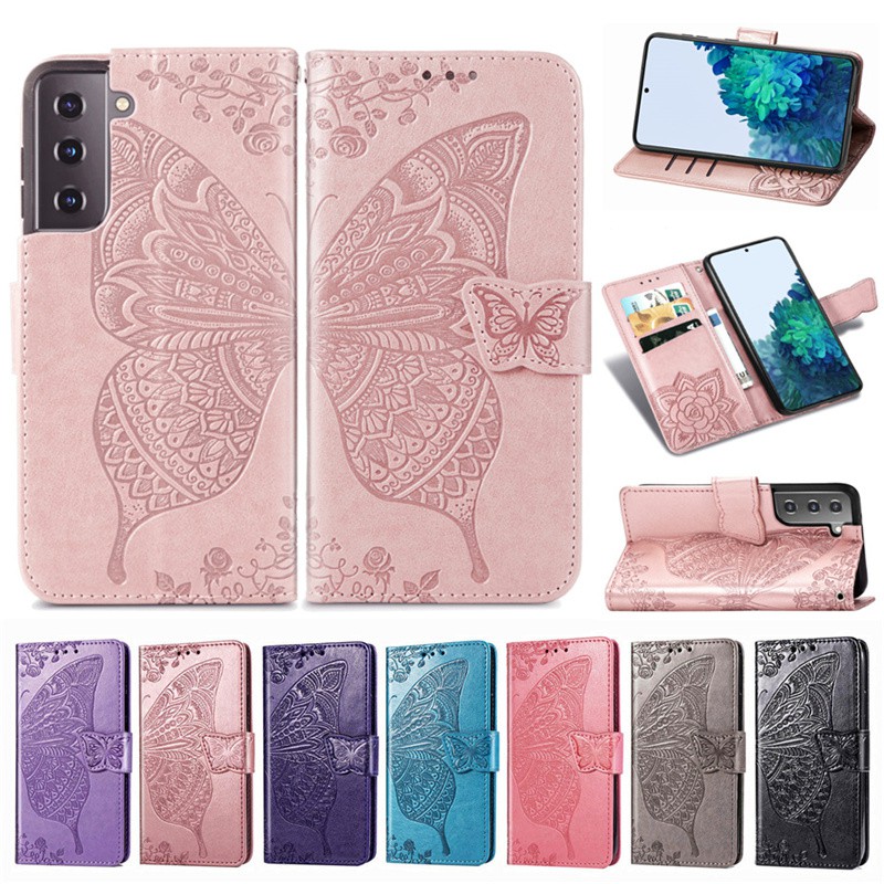 Bao Da Họa Tiết Bươm Bướm Có Ngăn Đựng Thẻ Cho Samsung Galaxy S 21 S21 S21 + Plus Ultra S21Plus S21Ultra