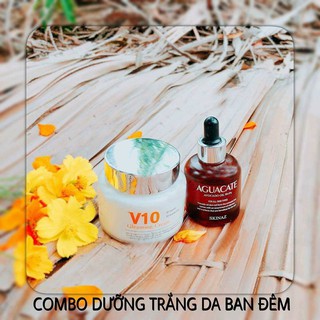 Bộ Dưỡng Trắng Da Skinaz Serum Tinh Chất Bơ và Kem V10 Skinaz Hàn Quốc