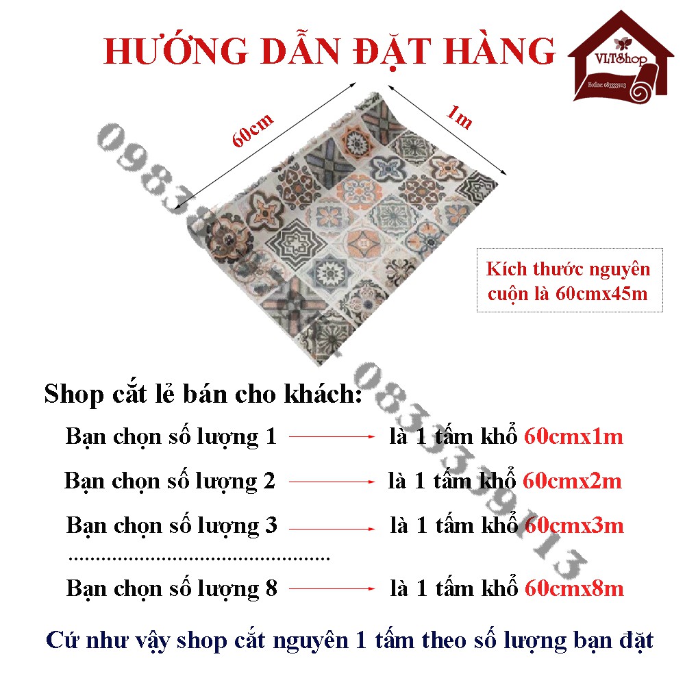 [1,2mx0,5m Decal Gạch Bông - Decal dán tường, dán bếp - Trang trí nhà cửa