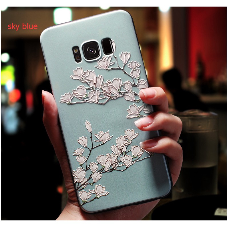 Ốp lưng điện thoại nhựa mềm Samsung S8 S9 hình vẽ hoa