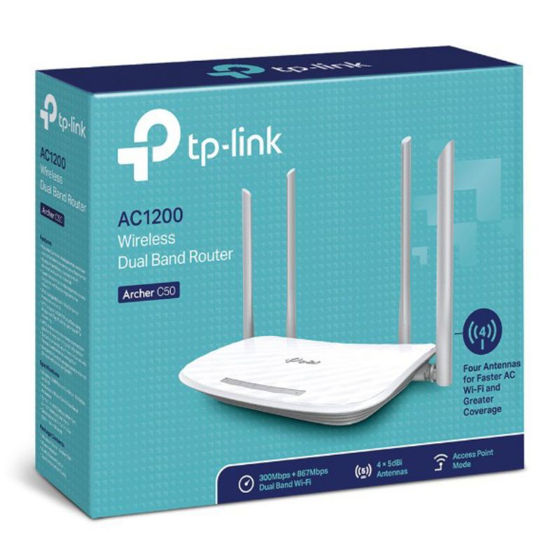 Bộ Phát Wifi Băng Tần Kép TP-link Archer C50 chuẩn AC1200 - Hàng Chính Hãng