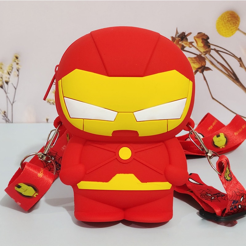 Ví Đựng Tiền Xu Bằng Silicon Họa Tiết Spiderman Iron man Kỳ Lân Dễ Thương