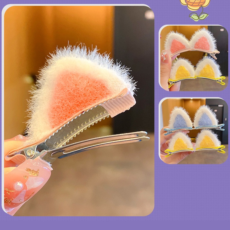 Set 2 kẹp tóc tai mèo KIDSBOWS bằng lông dễ thương dành cho bé gái