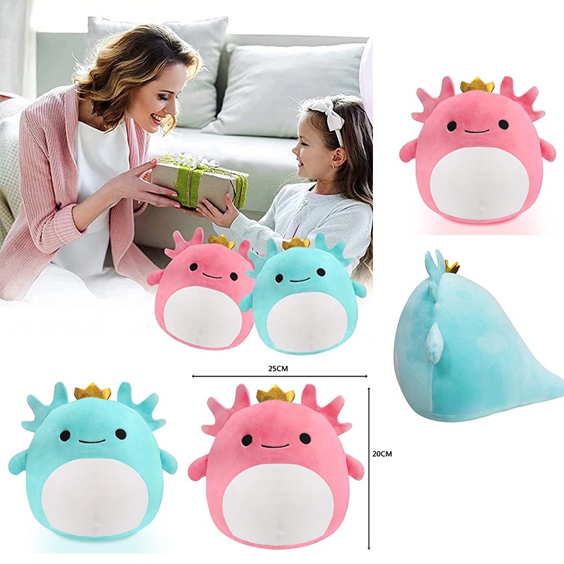 Thú Nhồi Bông Mềm Hình Axolotl Đội Vương Miện Dễ Thương