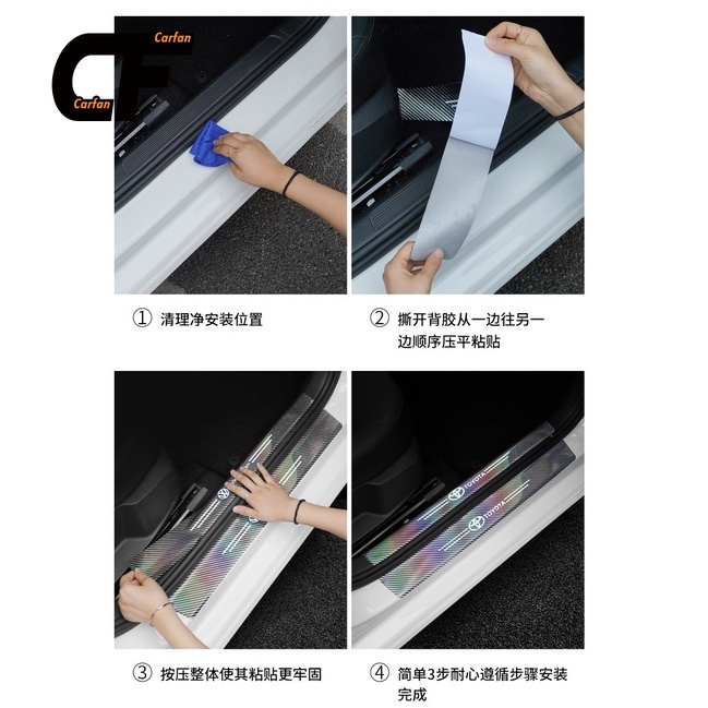 Ánh sáng ban đêm Nhãn dán Nẹp Dán Vân Carbon 5D Chống Trầy Xước Bảo Vệ Bậc Cửa Ô Tô/ Bảo Vệ Cốp Sau Ô Tô Cho Nhiều Hãng Xe Mazda Honda Toyota BMW Benz Hyundai Audi Nissan Ford