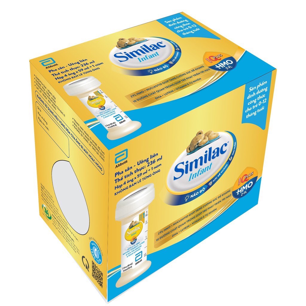 1 thùng( 48 ống) Sữa Similac Infant IQ Plus HMO 19 kcal /30ml, ống 59ml có kèm núm ti