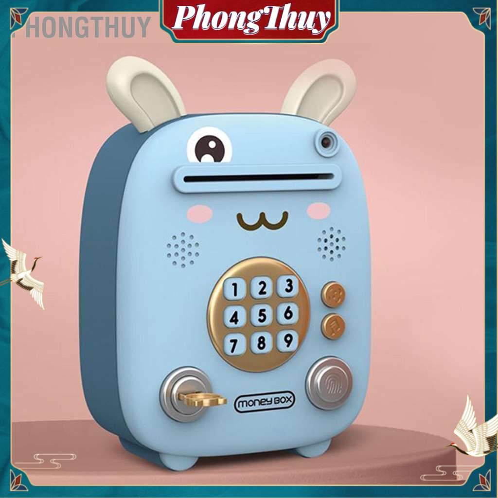 Két Đựng tiền mini cho bé - Hộp Tiết Kiệm Điện Tử Mini Có khóa Ấn Vân Tay Mật Mã Có Nhạc Và Đèn Vui Nhộn