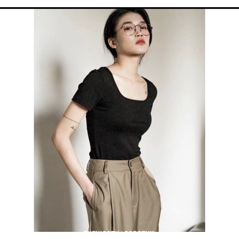 Áo kiểu tay lơ chất tăm dày dặn cổ vuông cổ chư U sang chảnh đi làm đi học đi chơi mix quần tây chân váy xoè ôm
