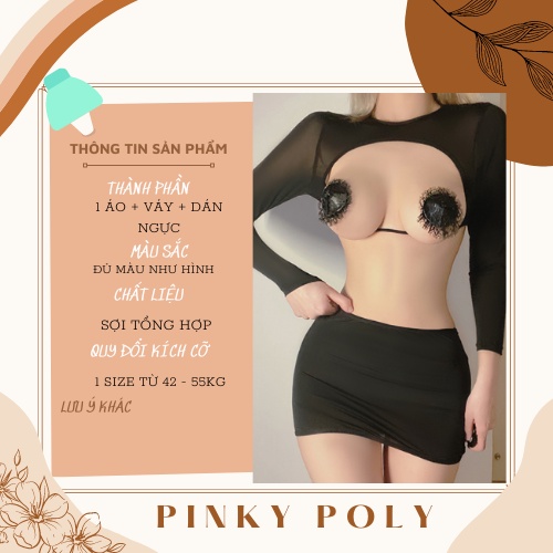Set Cosplay Cô Thư Kí Hở Ngực Quyến Rũ kèm miếng dán ngực cùng màu, set cosplay sexy PinkyPoly CP19 | BigBuy360 - bigbuy360.vn