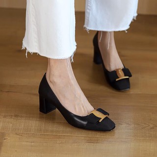 [ORDER] Giầy cao gót nữ phối nơ gót trụ C27
