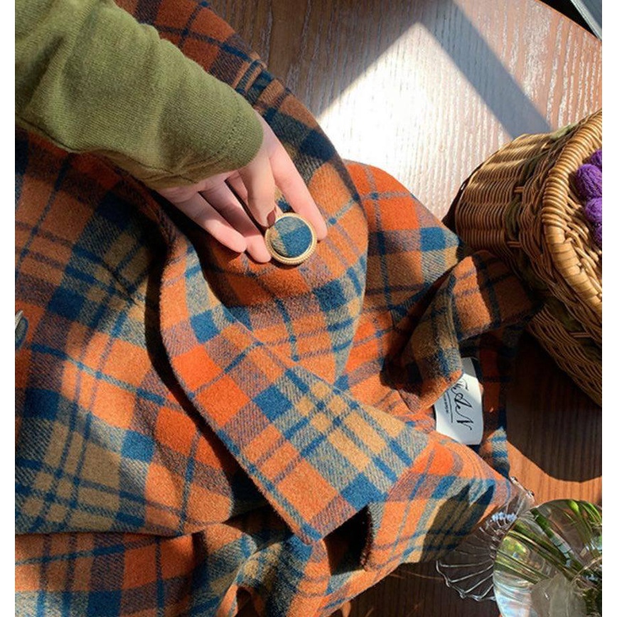 Áo Khoác Blazer Kẻ Sọc Phong Cách Retro Màu Siêu Tây Cho Nữ