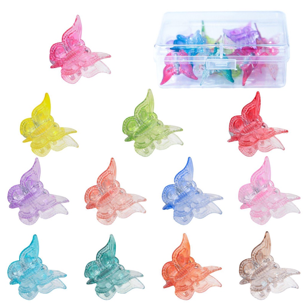 PATH Set 12 Kẹp Tóc Nhựa Hình Bướm Nhiều Màu