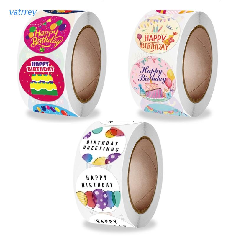Bộ 500 Nhãn Dán In Chữ Happy Birthday 8 Kiểu Độc Đáo Trang Trí Gói Quà DIY