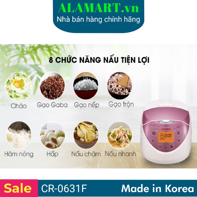 NỒI CƠM ĐIỆN TỬ CUCKOO CR-0631F 1.08 lít nhập khẩu Hàn Quốc dùng 2-4 người ăn nấu 0.5kg gạo