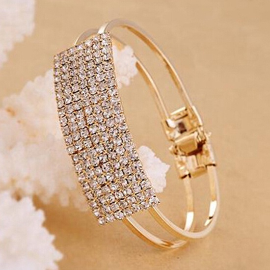 Vòng tay hợp kim đính đá lấp lánh thanh lịch sang trọng dành cho nữ