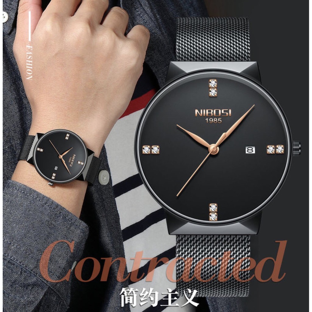 Đồng Hồ Nam Nibosi 1985 Chính Hãng Dây Lưới Cao Cấp Full Box | BigBuy360 - bigbuy360.vn