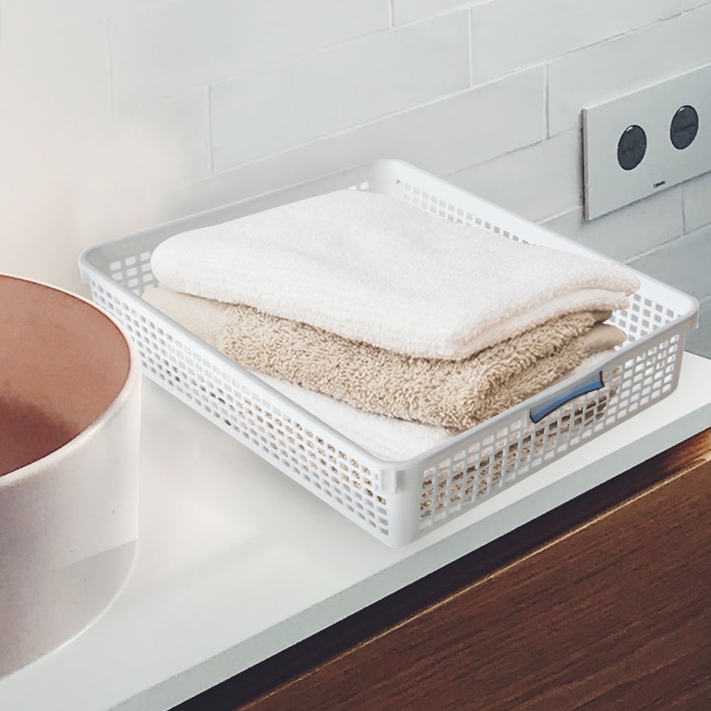 HomeBase KECH Rổ nhựa dùng trong nhà bếpThái Lan 5182 W33.5xD24xH5.9cm màu trắng