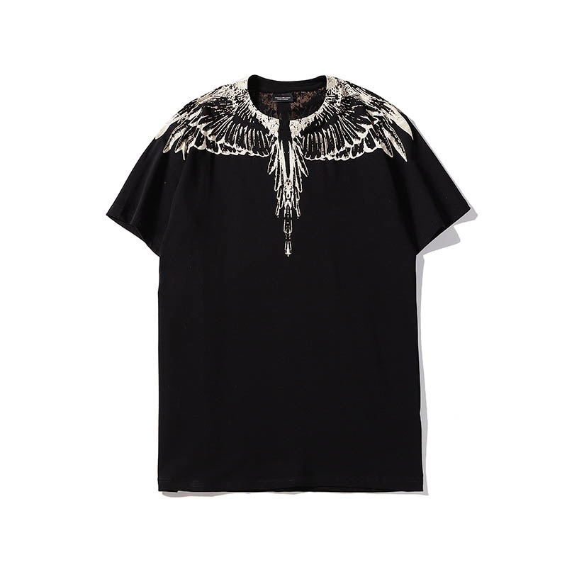 Áo thun cotton ngắn tay họa tiết đôi cánh trắng cổ điển size lớn thời trang mùa hè cho cặp đôi