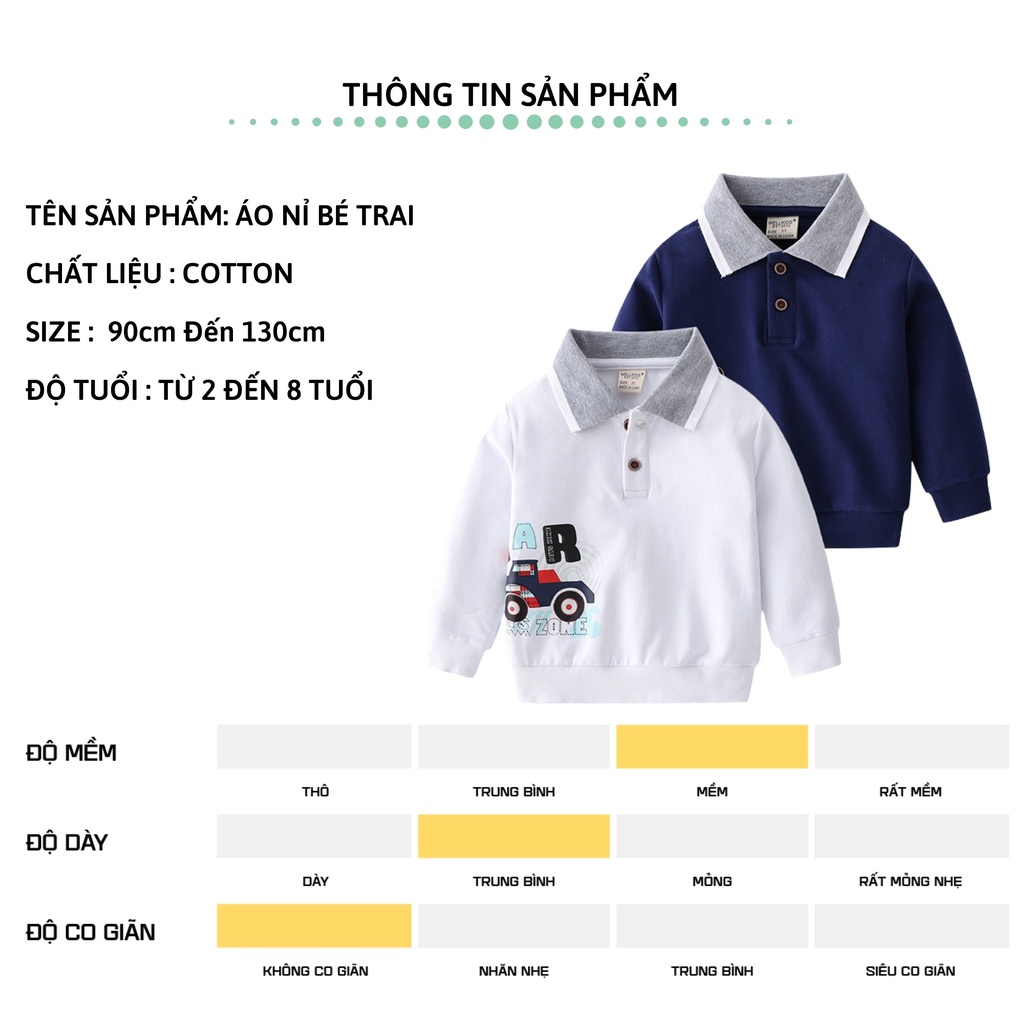 Áo thun nỉ bé trai dài tay 27Kid WELLKIDS áo cổ bẻ da cá đi học namcho trẻ từ 2-8 tuổi BLSS6