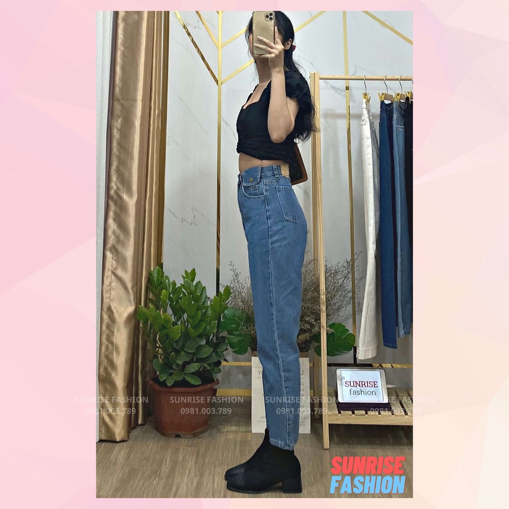 Quần jean baggy nữ cạp cao, quần bò baggy nữ lưng cao Sunrise Fashion S516 | BigBuy360 - bigbuy360.vn