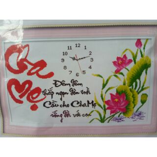 Tranh thêu đồng hồ cha mẹ 222767