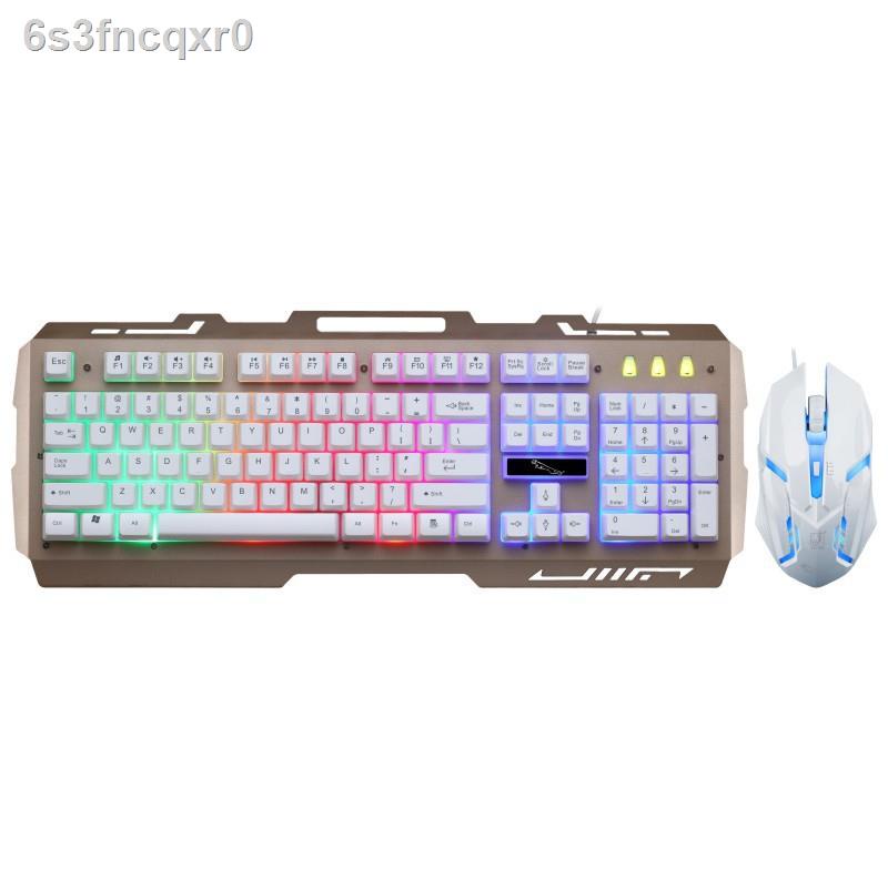 ┋◐﹍Bộ bàn phím và chuột kim loại có dây Chasing Leopard G700 Gà dạ quang với bàn phím đứng điện thoại di động