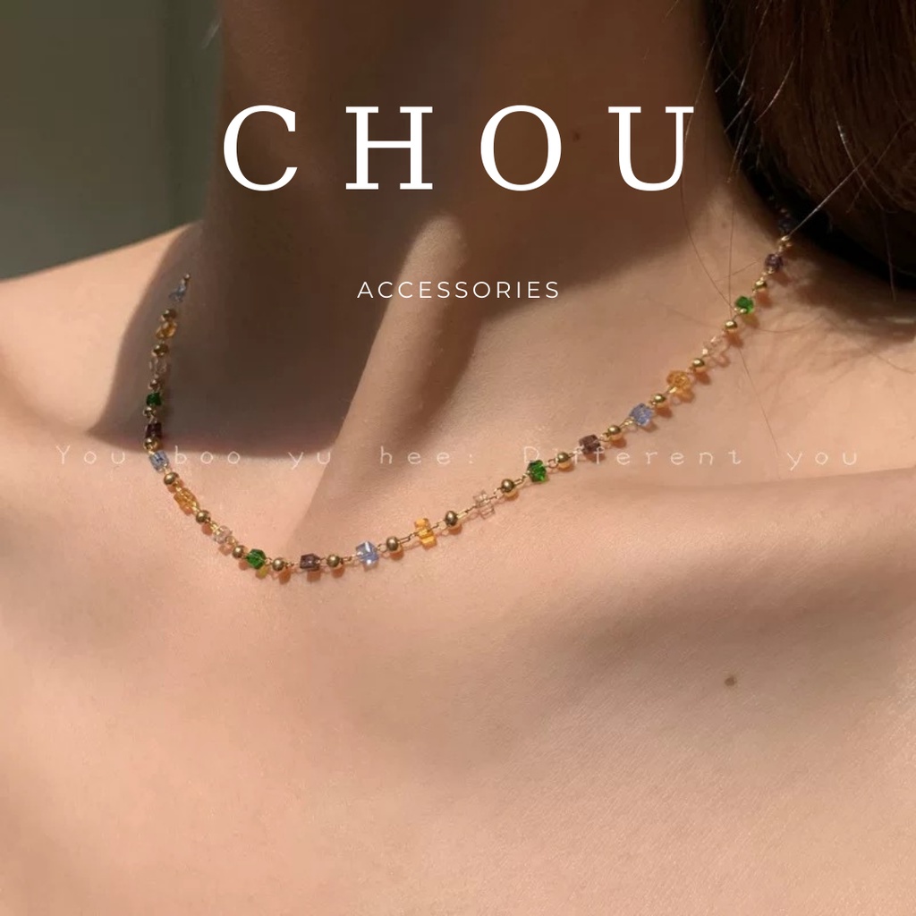 Dây Chuyền, Vòng Cổ Đính Hạt Nhiều Màu | CHOU ACCESSORIES |
