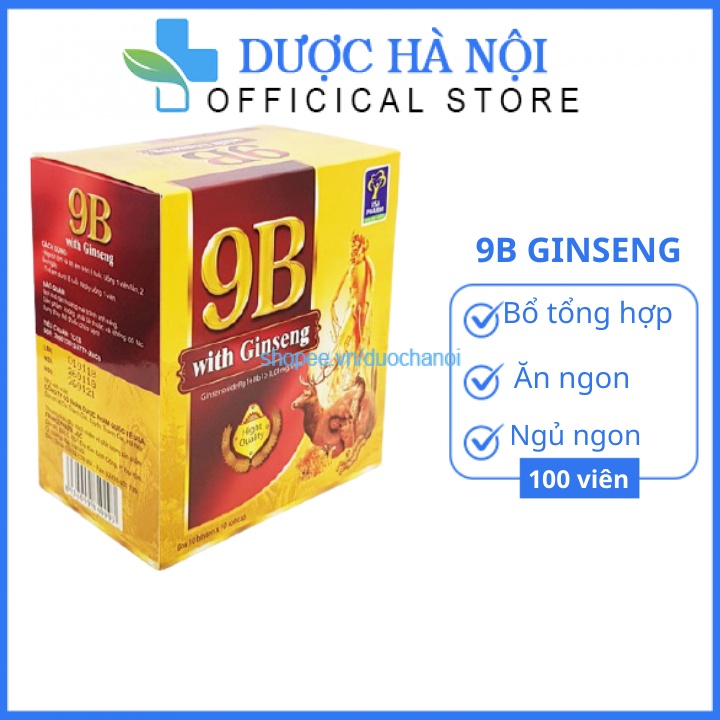 Vitamin tổng hợp 9B With Ginseng bồi bổ cơ thể, tăng sức đề kháng cho trẻ em người lớn Hộp 100 viên