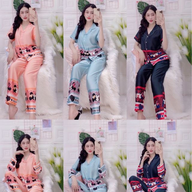 ĐỒ BỘ LỤA SATIN CHÂN MICKEY