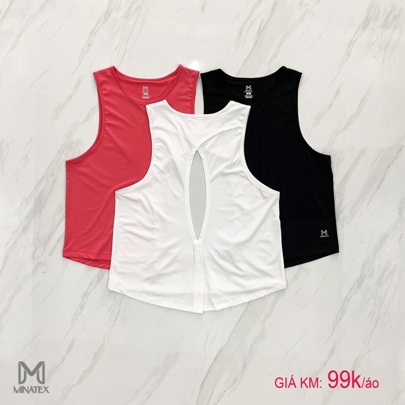 Áo tanktop form rộng kết hợp áo bra vải lỗ liti mịn k xù Minatex