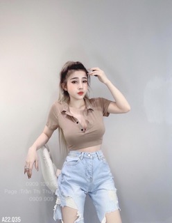 ♥️Croptop Body Cổ Bẻ Trơn