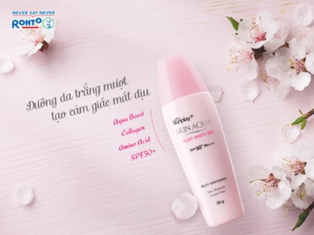 Gel chống nắng dưỡng da trắng mượt cho da khô Sunplay Skin Aqua Silky White Gel SPF 50+ PA++++ 70g