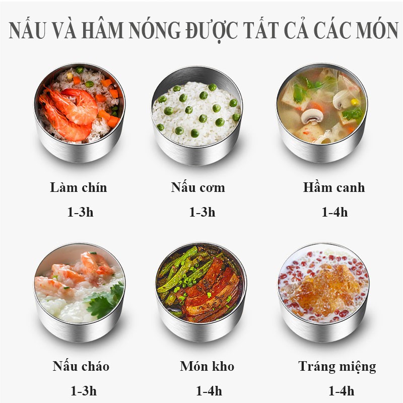 Hộp Cơm Điện Thông Minh Mới - Hộp Đựng Thức Ăn Cắm Điện Hâm Nóng - Nồi Nấu Thức Ăn Đa Năng Văn Phòng VTM