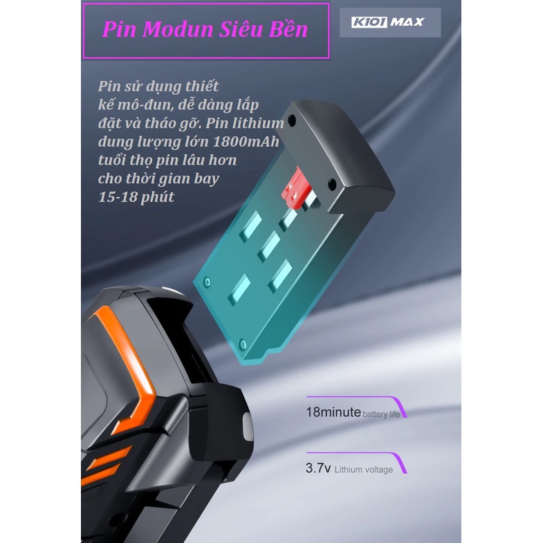 Flycam K101 MAX mới 2 camera 4K trang bị cảm biến chống va chạm ✔flycam mini giá rẻ cao cấp -d