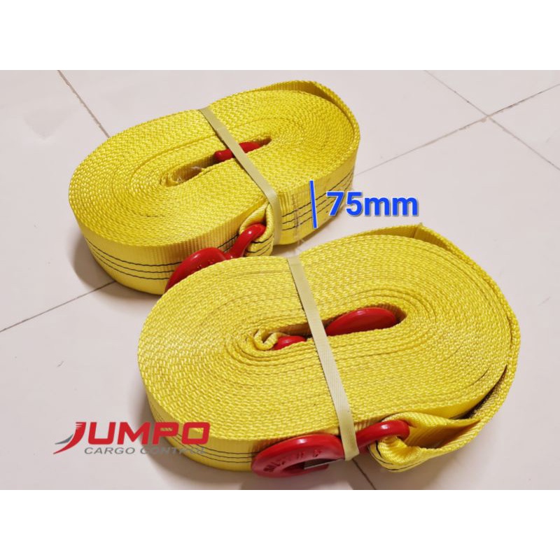 Dây cáp vải kéo cứu hộ xe ô tô, dây cáp vải kéo hàng, kéo Pallet thùng xe tải, container bản 75mm 2 đầu móc