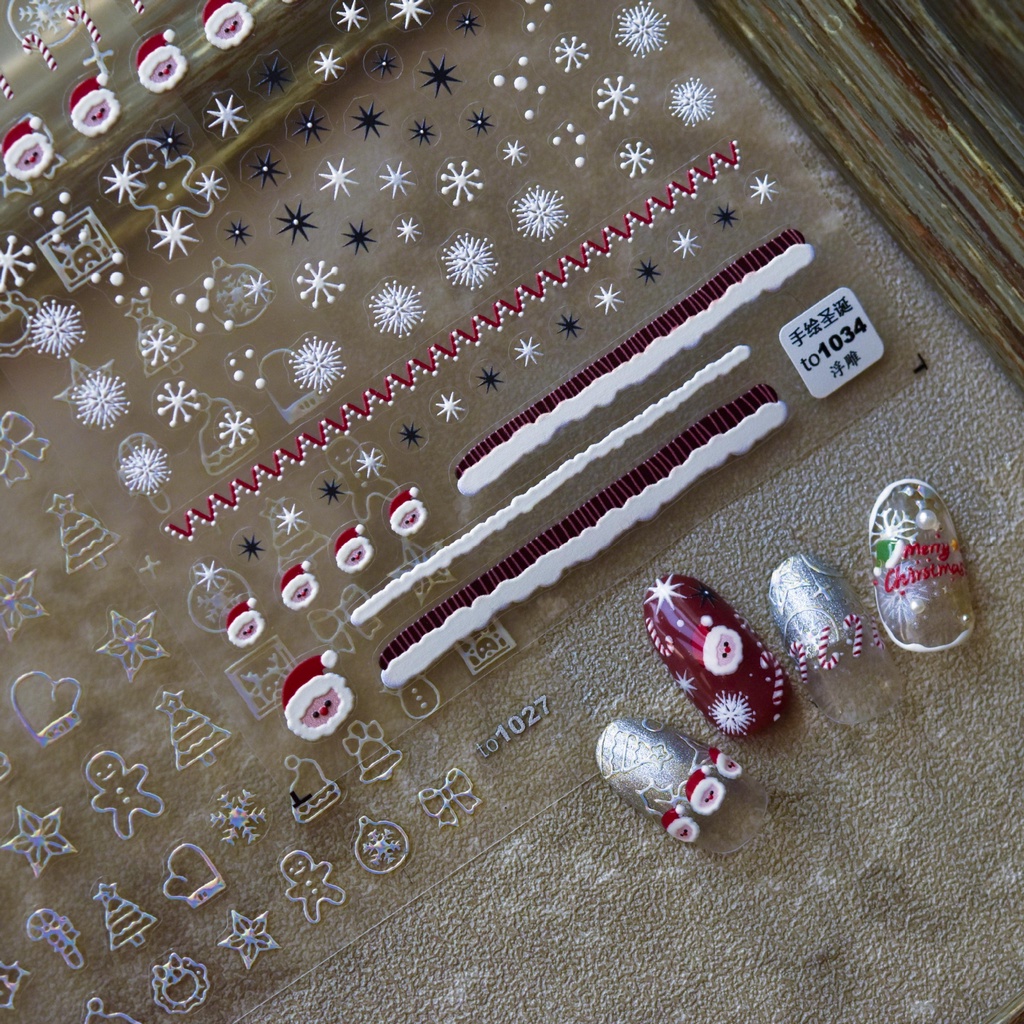 Miếng Dán Trang Trí Móng Tay Hình Bông Tuyết Ba Chiều