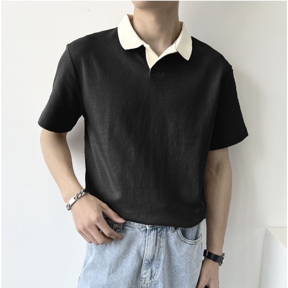 Áo Thun POLO Ngắn Tay Form Rộng Phong Cách Hàn Quốc Dành Cho Nam