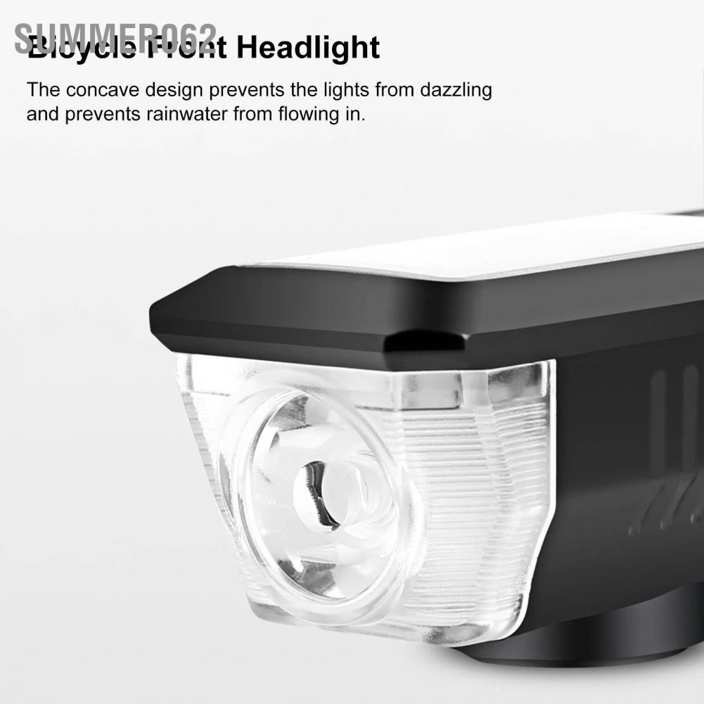 Summer062 Bike Light Set USB Rechargeable Super Bright Front Headlight with Horn for Night Riding