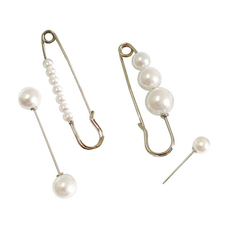 1 Set Ghim Cài Khăn Choàng Đính Ngọc Trai Nhân Tạo Thời Trang