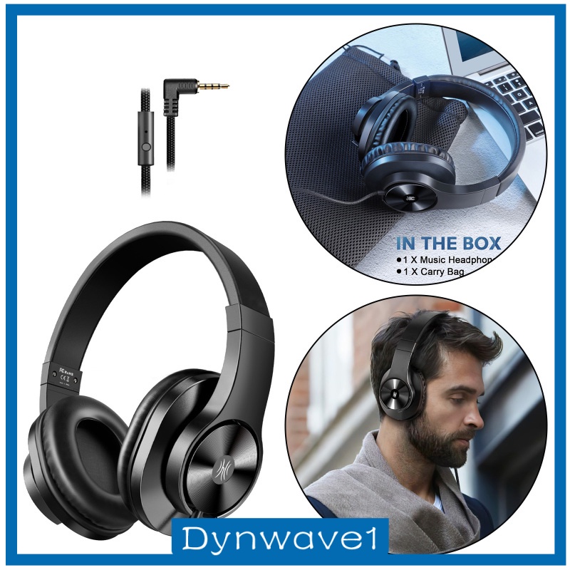 [DYNWAVE1] Wired Headphones Over Ear Headset w/ Microphone Stereo Bass Earphone