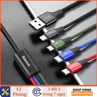 Cáp sạc nhanh 3.5A 4 trong 1 Baseus - CA1T4-C01 (2 Lightning - Type C - Micro USB) ( Chính hãng)