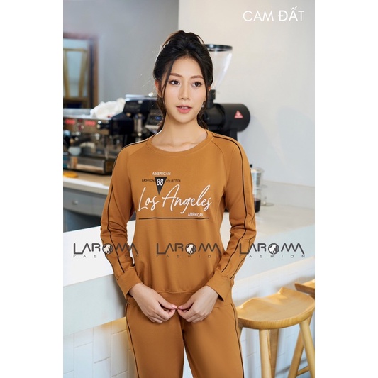 Bộ nỉ nữ LAROMA chất cotton da cá cao cấp dáng thể thao mặc nhà dã ngoại khử mùi giữ ấm