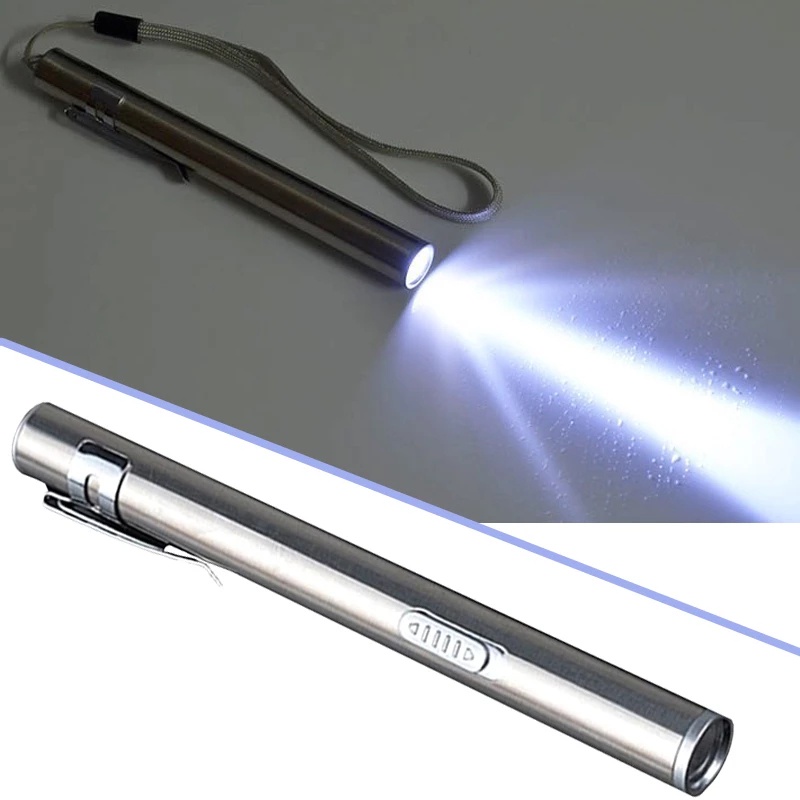 Đèn pin LED mini bằng thép không gỉ sạc lại bằng cáp USB tiện dụng mang theo khi đi du lịch/cắm trại