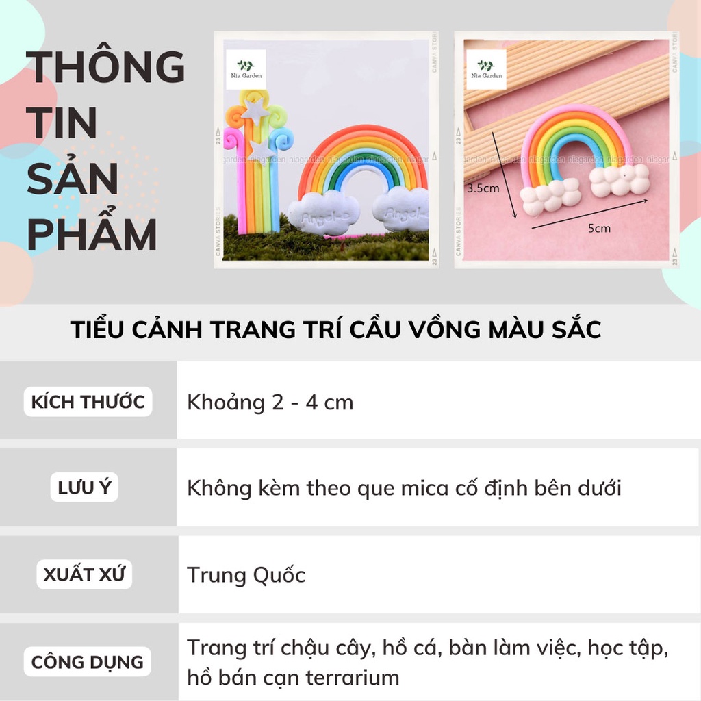 Tiểu cảnh cầu vồng trang trí chậu cây hồ cá  Nia Garden N5