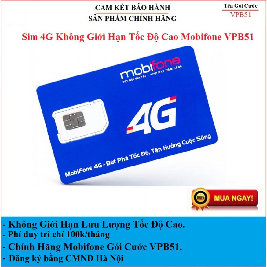 Sim 4G Mobifone Trọn Gói 1 Năm Tốc Độ Cao Không Giới Hạn Dung Lượng CS6N, MDT250A, VPB51, 12DTHN,12FD50
