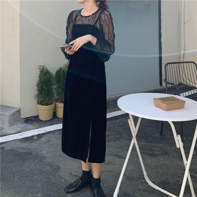 Đầm Hai Dây Phối Ren Màu Sắc 39801