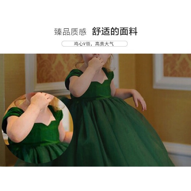 Váy Công Chúa Style Châu Âu Màu Xanh Lá Cây Cao Cấp Mẫu Mới 2022 Váy Cao Cấp Bé Gái Hãng COYO.