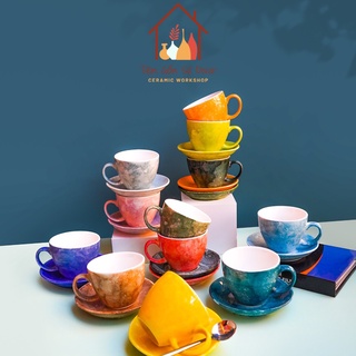 Cốc sứ men đá Bát Tràng chính hãng, cốc sứ uống cafe capuchino 180ml, nhiều màu lựa chọn