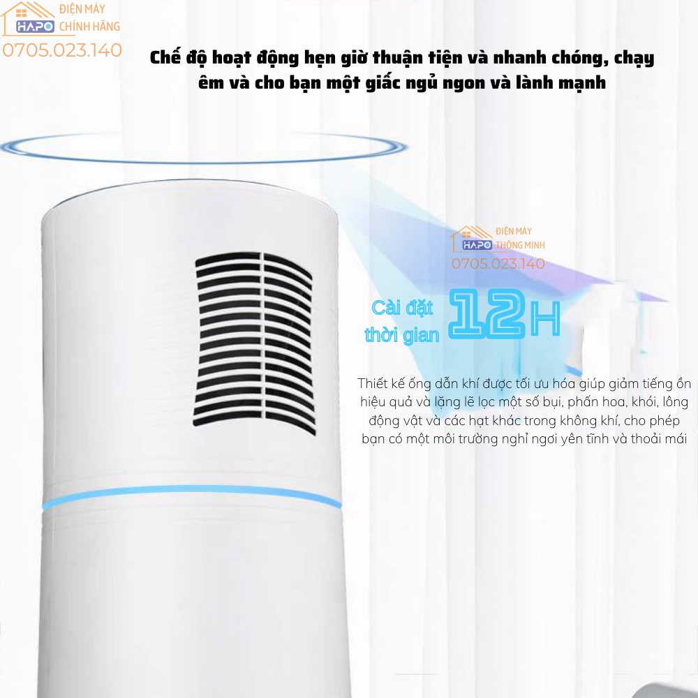 Máy lọc không khí tạo ẩm HAPO, Máy lọc bụi mịn công nghệ Plasmacluster ion cho không gian 60m2 bảo vệ sức khỏe gia đình
